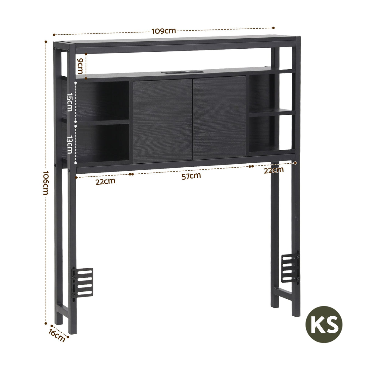 Artiss Bed Headboard King Single Storage Bedhead Charging Station Black-Furniture > Bedroom > Headboards-PEROZ Accessories