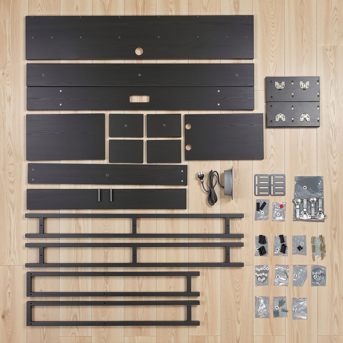 Artiss Bed Headboard King Single Storage Bedhead Charging Station Black-Furniture > Bedroom > Headboards-PEROZ Accessories