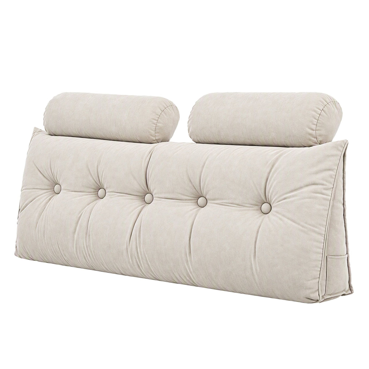 Artiss Headboard Pillow Double Wedge Backrest Triangular with 2 Cushions Beige-Furniture > Bedroom > Headboards-PEROZ Accessories