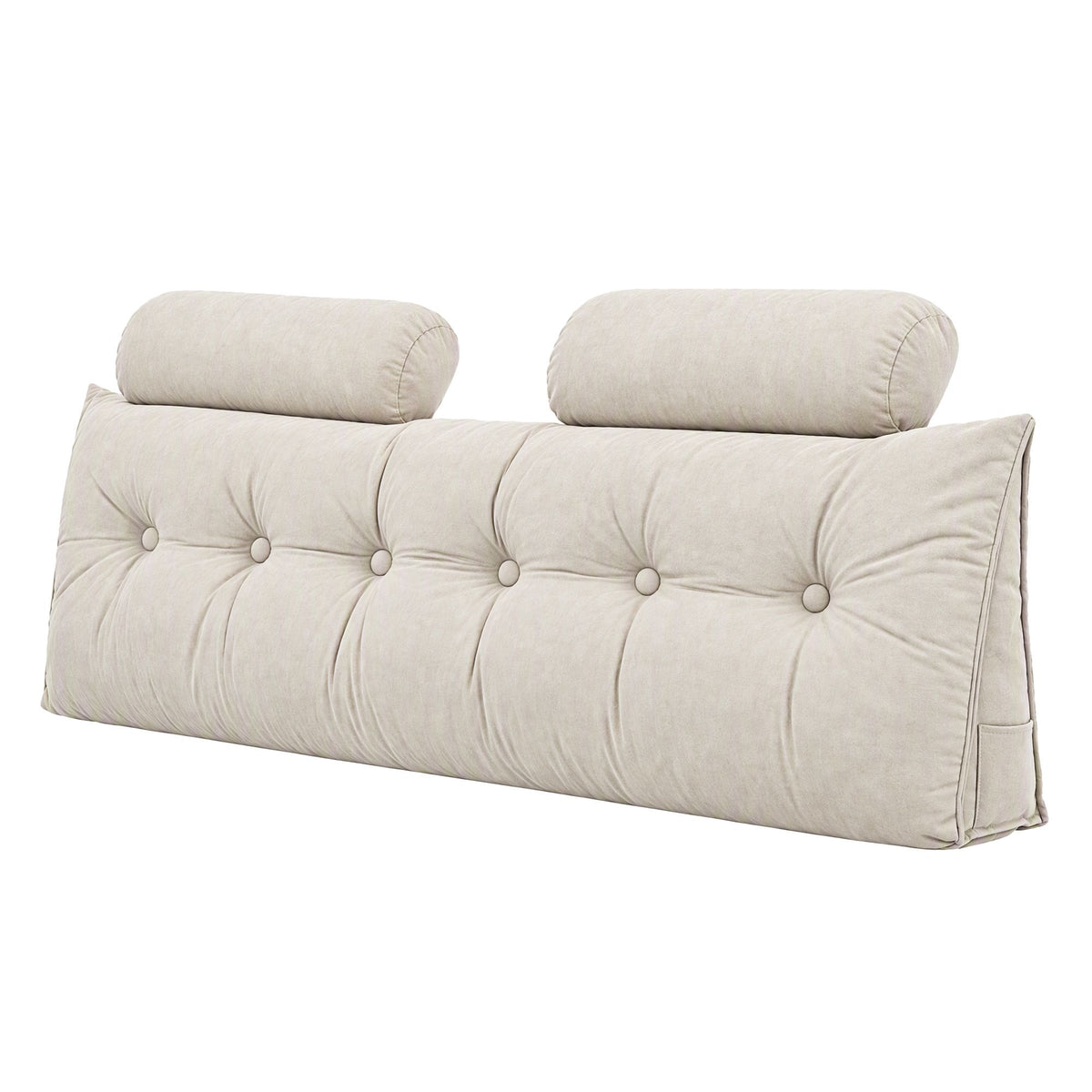 Artiss Headboard Pillow Queen Wedge Backrest Triangular with 2 Cushions Beige-Furniture > Bedroom > Headboards-PEROZ Accessories