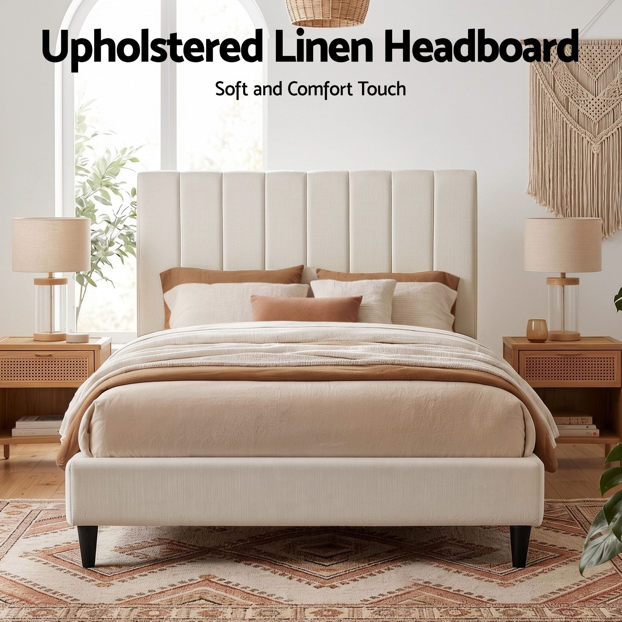 Artiss Bed Head Headboard Double Linen 137CM - Beige-Furniture > Bedroom > Headboards-PEROZ Accessories