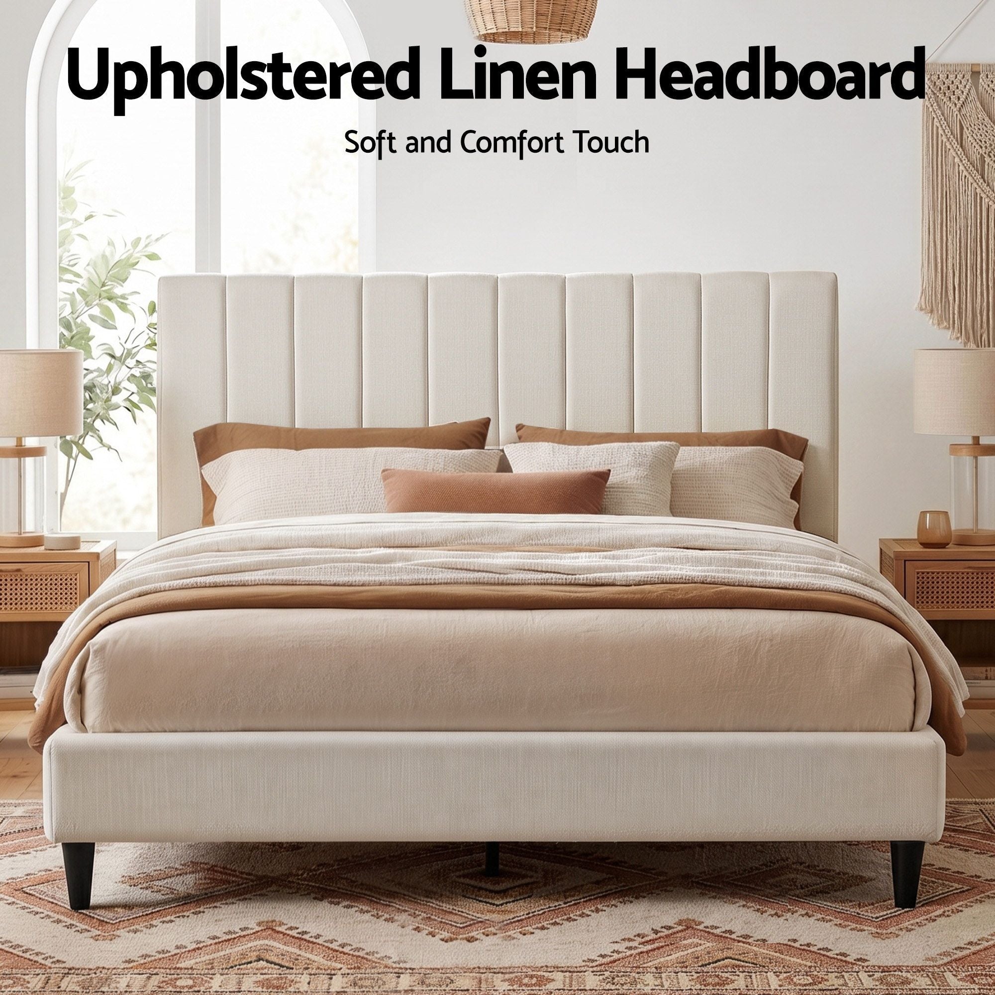 Artiss Bed Head Headboard King Linen 183CM - Beige-Furniture > Bedroom > Headboards-PEROZ Accessories