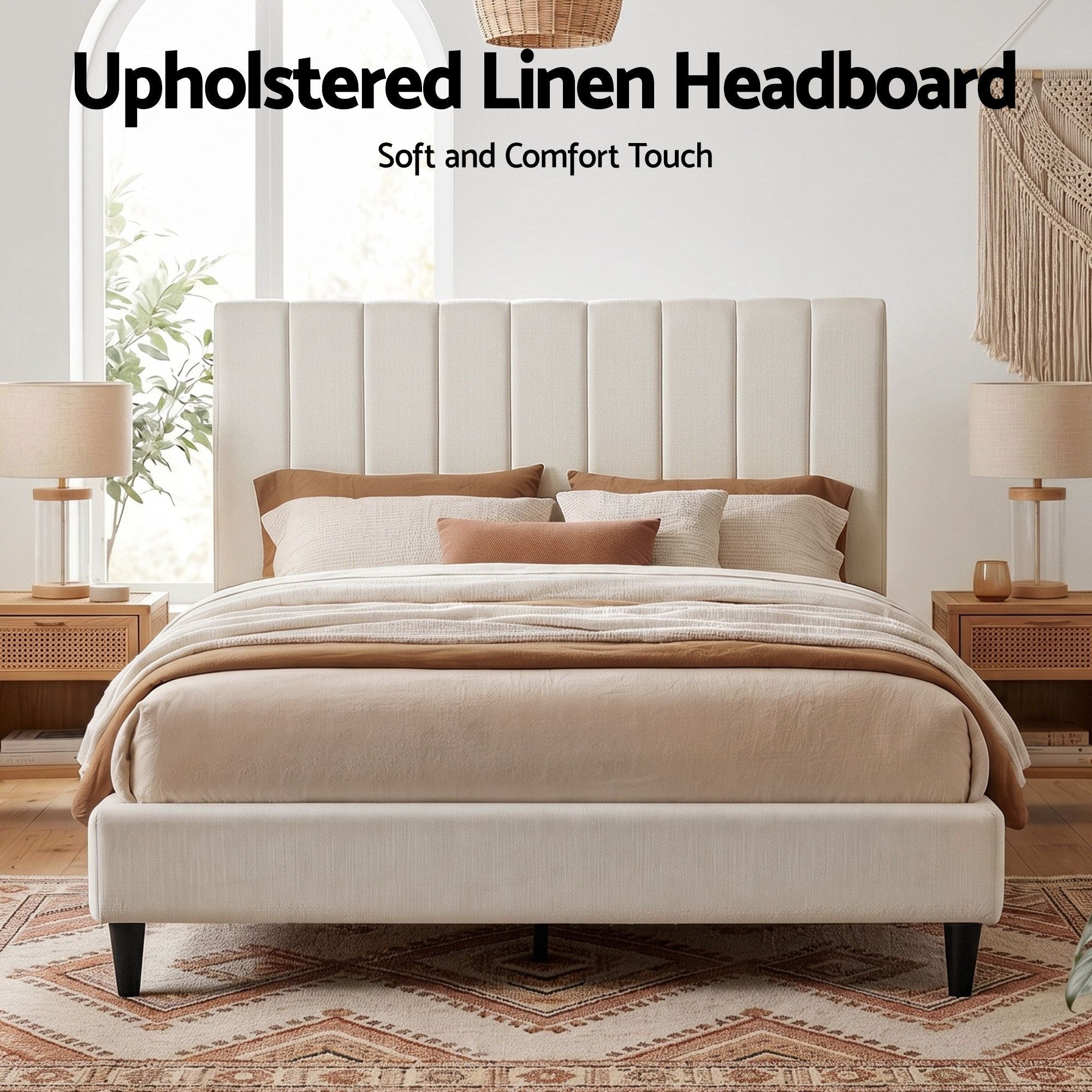 Artiss Bed Head Headboard Queen Linen 153CM - Beige-Furniture > Bedroom > Headboards-PEROZ Accessories