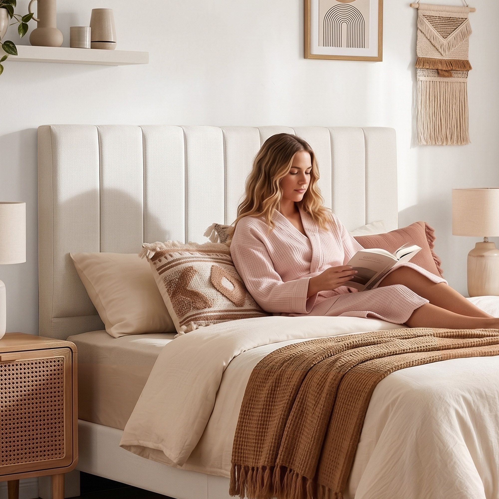 Artiss Bed Head Headboard Queen Linen 153CM - Beige-Furniture > Bedroom > Headboards-PEROZ Accessories