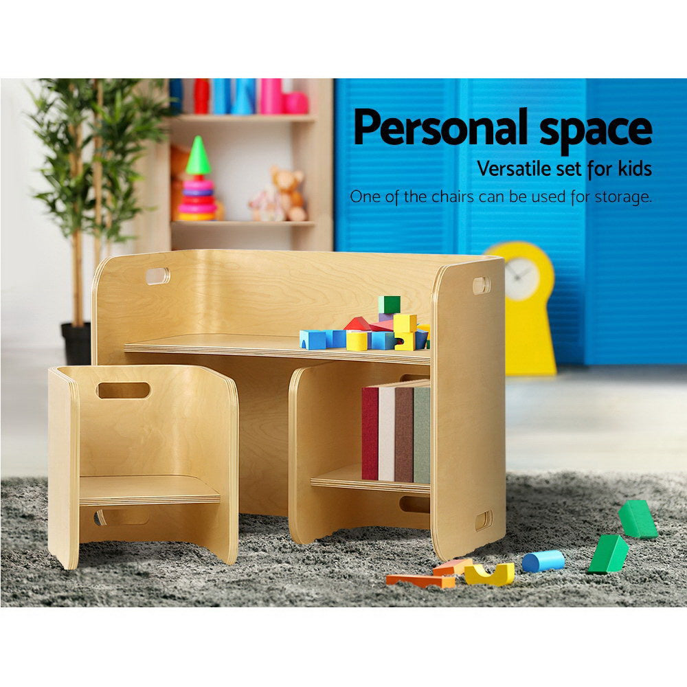 Keezi 3PCS Kids Table and Chairs Set Multifunctional Storage Desk-Table & Chairs Sets-PEROZ Accessories