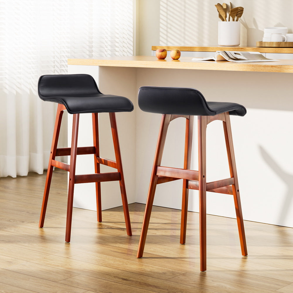 Artiss 2x Bar Stools Wooden Stool Black-Bar Stools-PEROZ Accessories