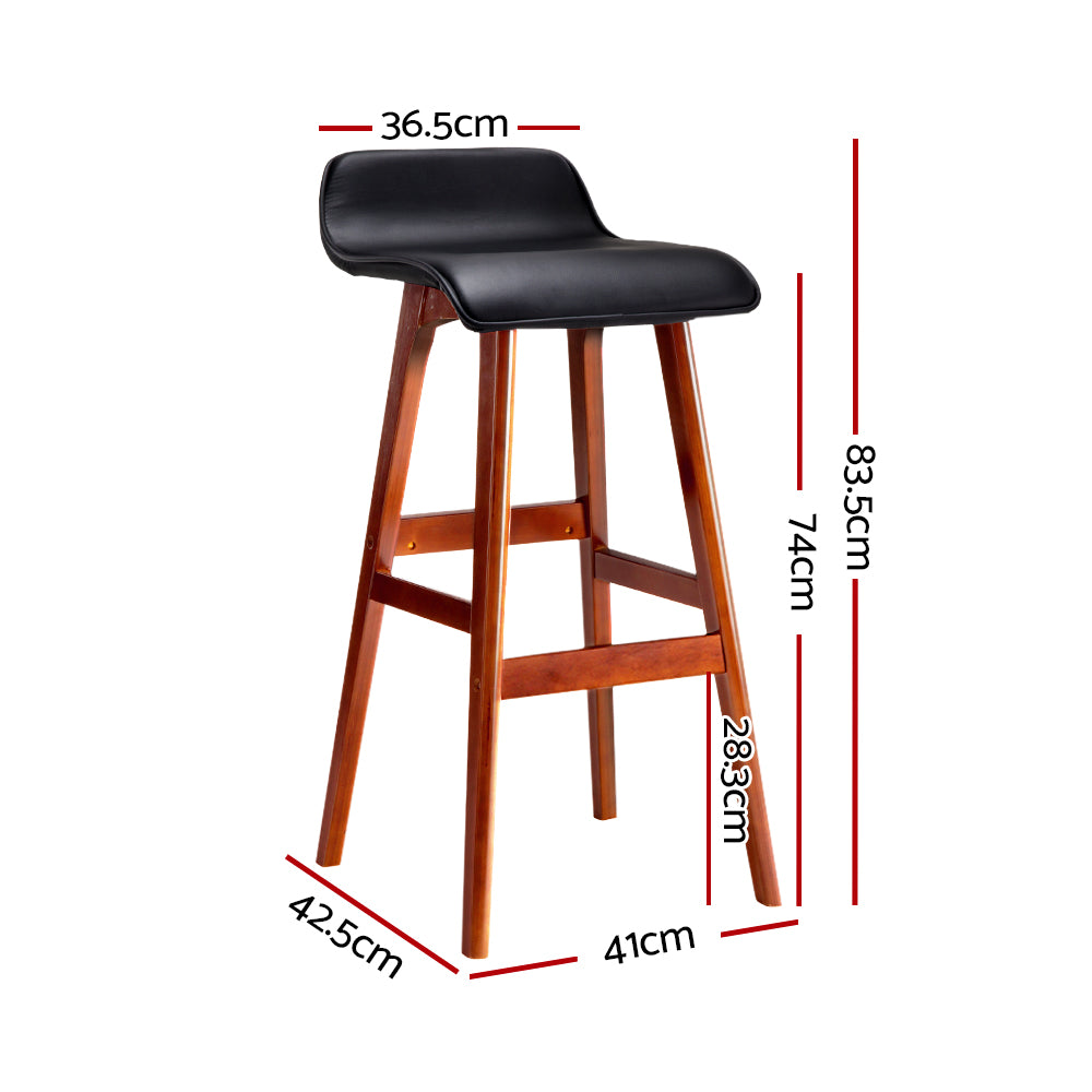 Artiss 2x Bar Stools Wooden Stool Black-Bar Stools-PEROZ Accessories