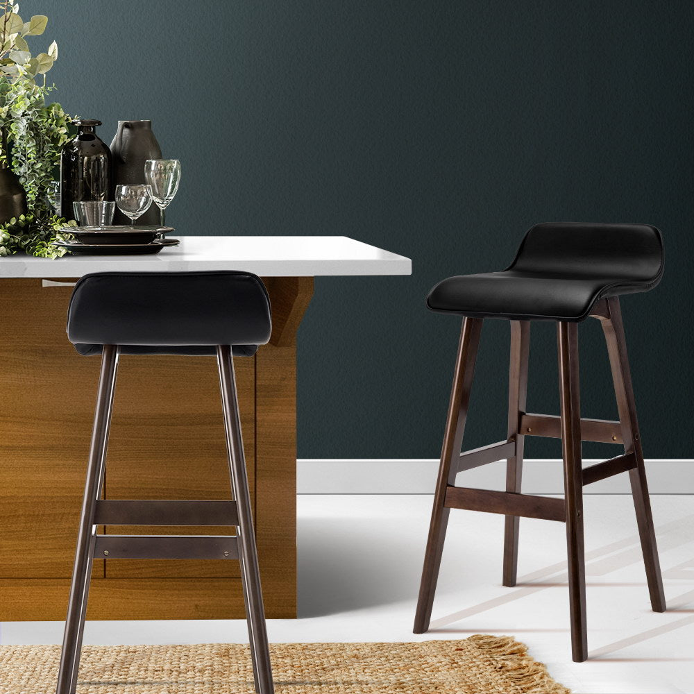Artiss 2x Bar Stools Wooden Stool Black-Bar Stools-PEROZ Accessories