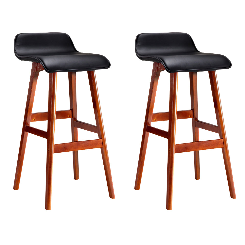 Artiss 2x Bar Stools Wooden Stool Black-Bar Stools-PEROZ Accessories