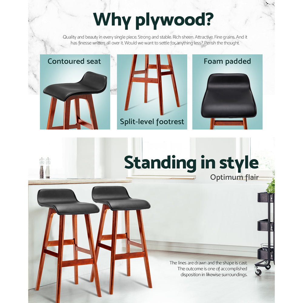 Artiss 2x Bar Stools Wooden Stool Black-Bar Stools-PEROZ Accessories