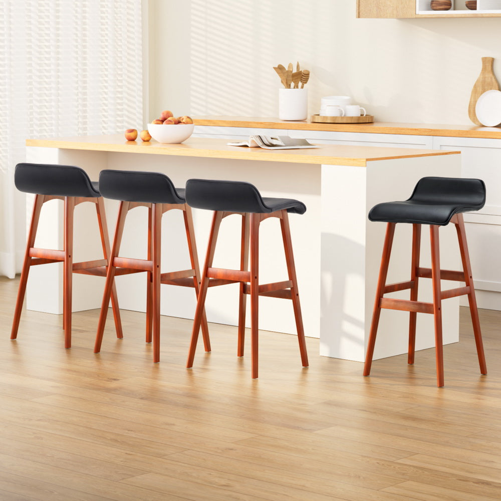 Artiss 4x Bar Stools Wooden Stool Black-Furniture > Bar Stools & Chairs > Table & Bar Stools-PEROZ Accessories