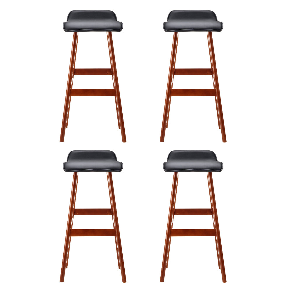 Artiss 4x Bar Stools Wooden Stool Black-Furniture > Bar Stools & Chairs > Table & Bar Stools-PEROZ Accessories
