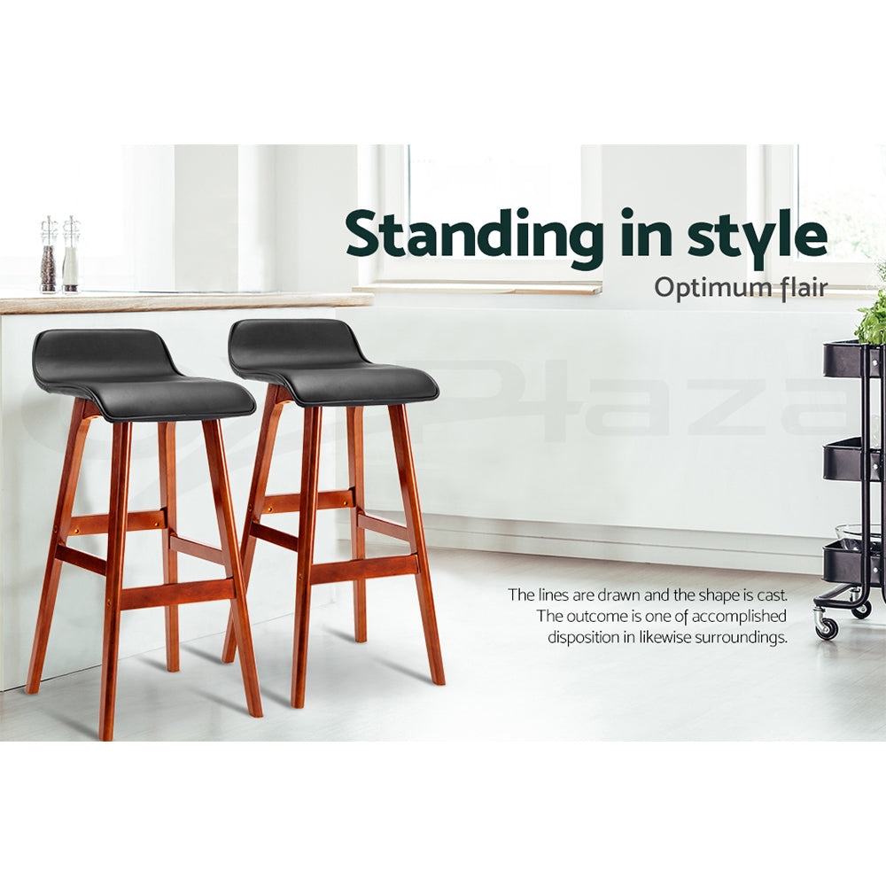 Artiss 4x Bar Stools Wooden Stool Black-Furniture > Bar Stools & Chairs > Table & Bar Stools-PEROZ Accessories