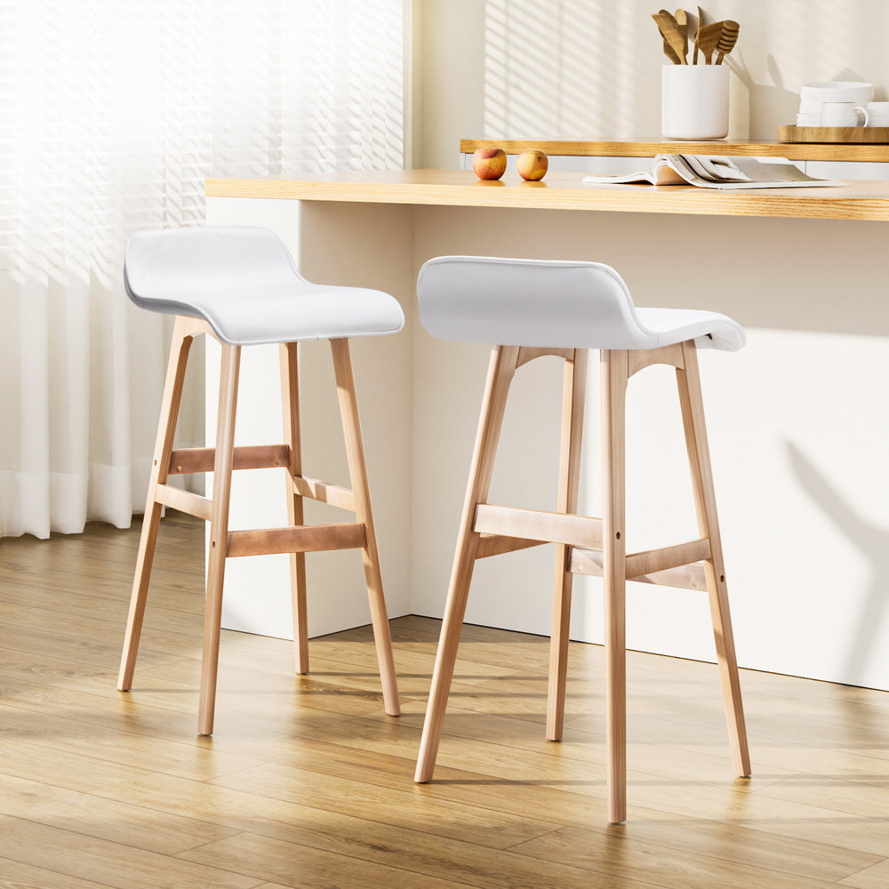 Artiss 2x Bar Stools Wooden Stool White-Furniture > Bar Stools & Chairs-PEROZ Accessories