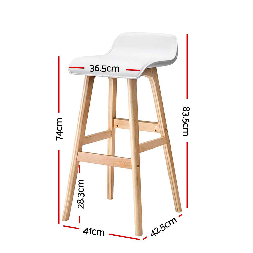 Artiss 2x Bar Stools Wooden Stool White-Furniture > Bar Stools & Chairs-PEROZ Accessories