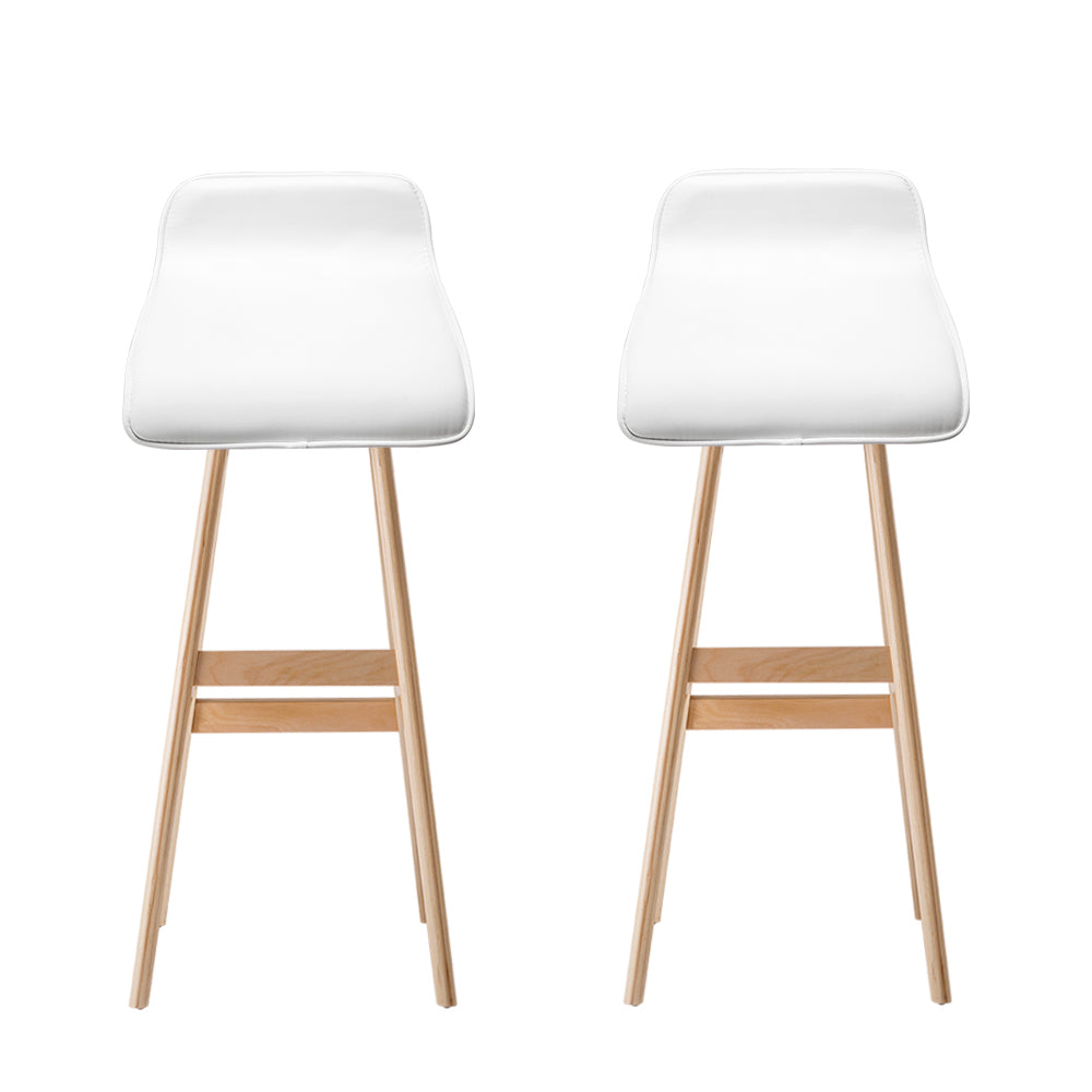 Artiss 2x Bar Stools Wooden Stool White-Furniture > Bar Stools & Chairs-PEROZ Accessories