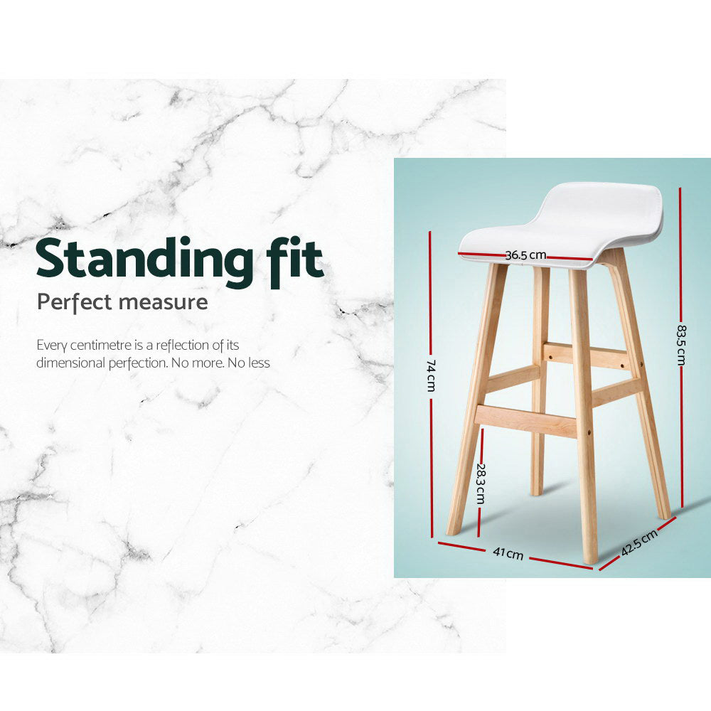 Artiss 2x Bar Stools Wooden Stool White-Furniture > Bar Stools & Chairs-PEROZ Accessories