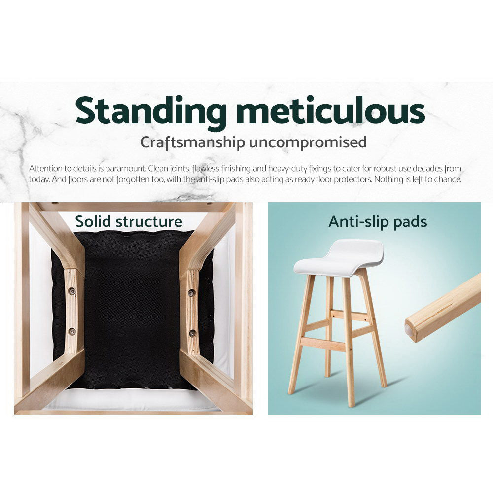 Artiss 2x Bar Stools Wooden Stool White-Furniture > Bar Stools & Chairs-PEROZ Accessories