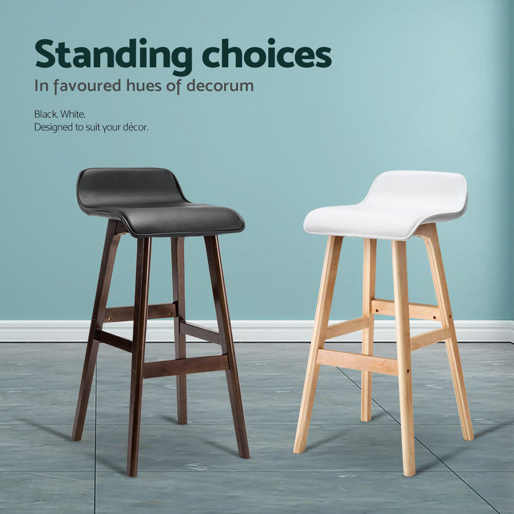 Artiss 2x Bar Stools Wooden Stool White-Furniture > Bar Stools & Chairs-PEROZ Accessories