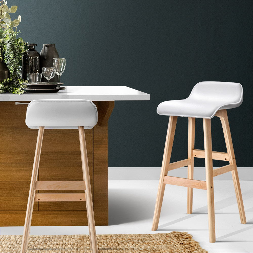 Artiss 2x Bar Stools Wooden Stool White-Furniture > Bar Stools & Chairs-PEROZ Accessories