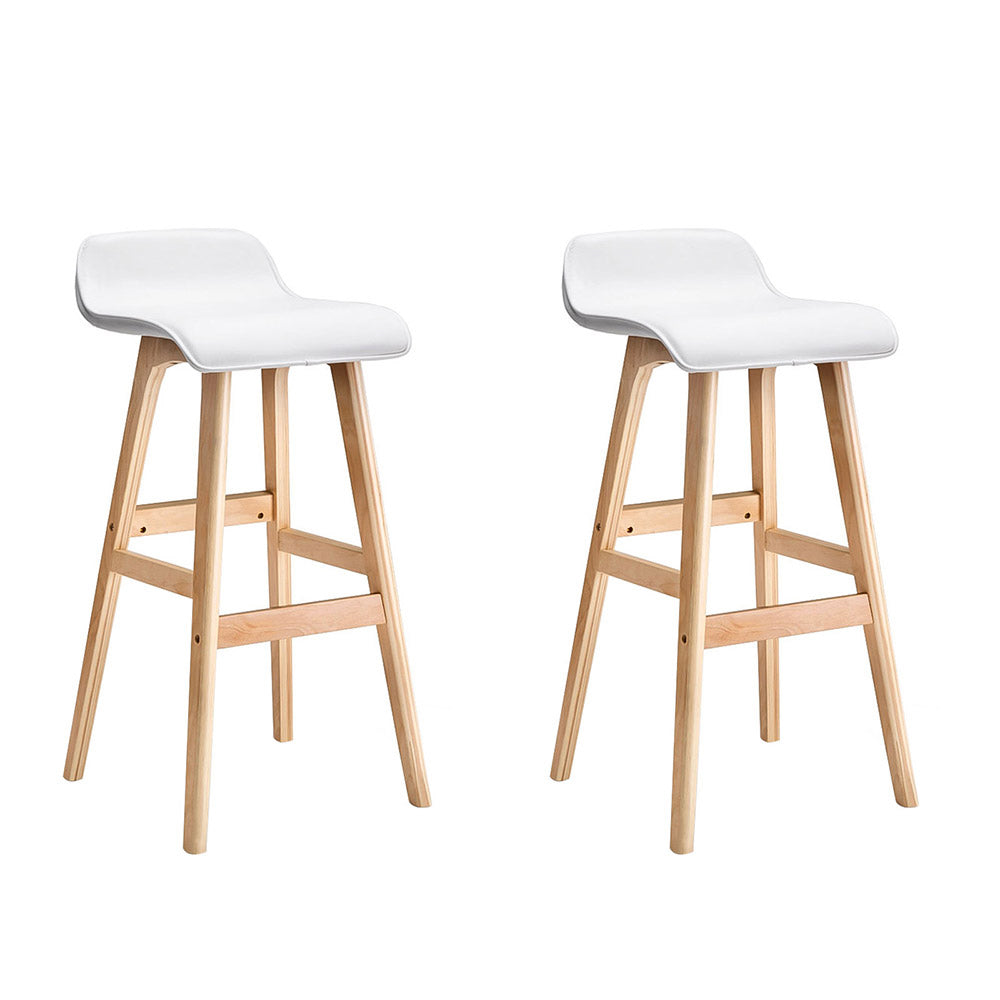 Artiss 2x Bar Stools Wooden Stool White-Furniture > Bar Stools & Chairs-PEROZ Accessories