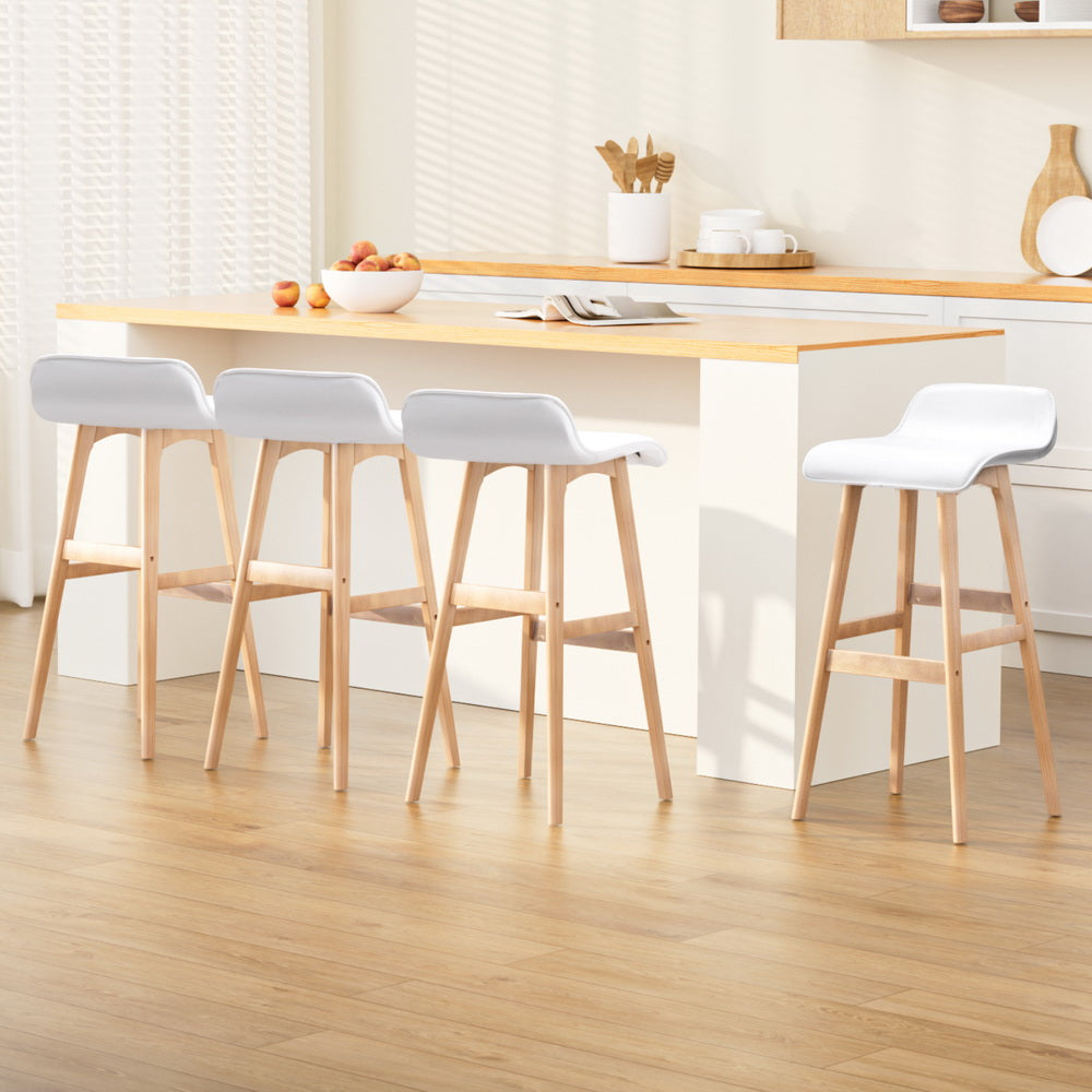 Artiss 4x Bar Stools Wooden Stool White-Furniture > Bar Stools & Chairs > Table & Bar Stools-PEROZ Accessories