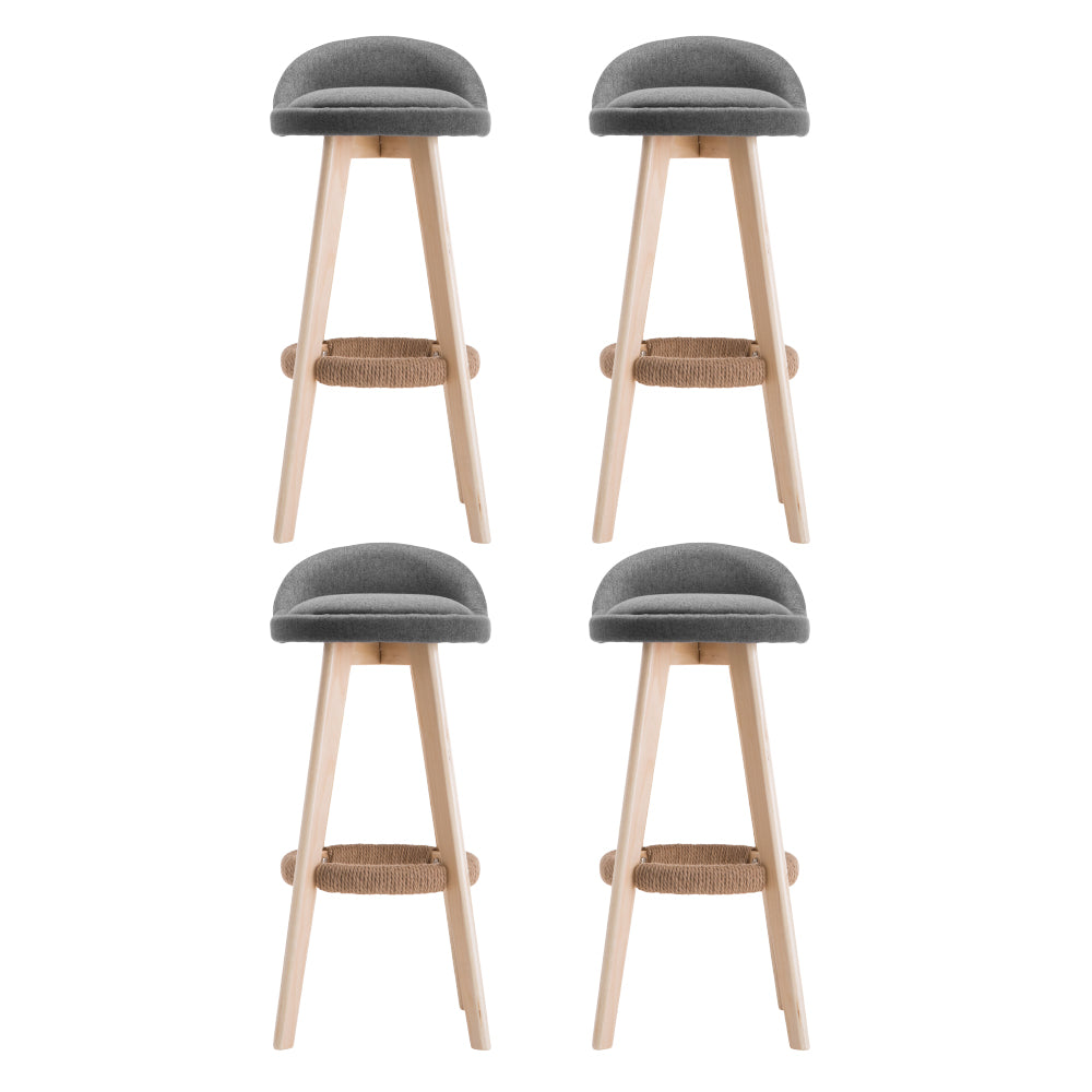 Artiss 4x Bar Stools Padded Linen Wooden Grey-Furniture > Bar Stools & Chairs > Table & Bar Stools-PEROZ Accessories