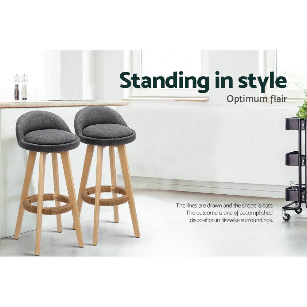 Artiss 4x Bar Stools Padded Linen Wooden Grey-Furniture > Bar Stools & Chairs > Table & Bar Stools-PEROZ Accessories