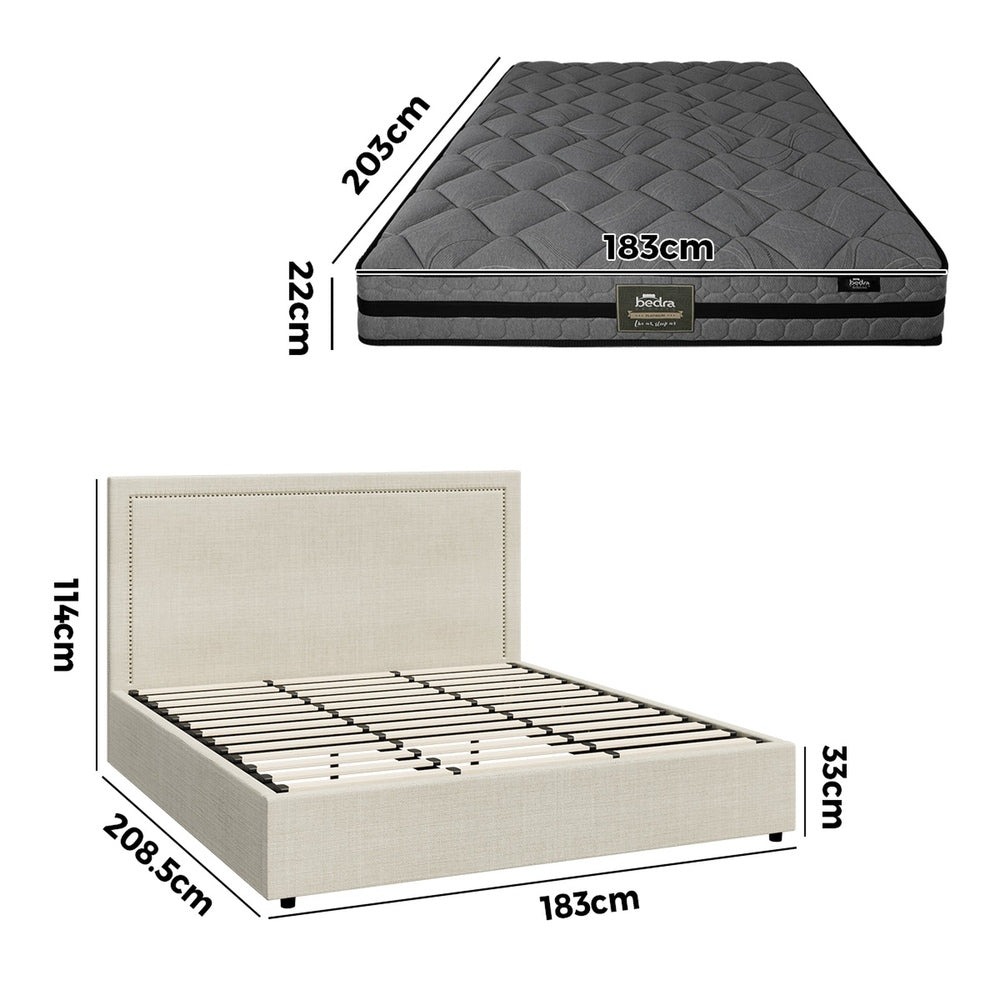 Oikiture Bed Frame With Mattress Set King Size Gas Lift Storage ADI-Bed Frame-PEROZ Accessories