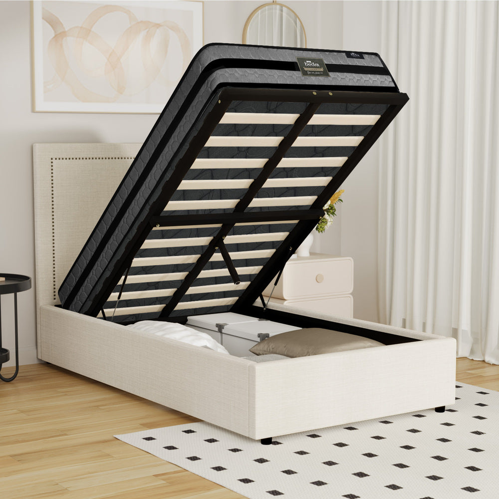 Oikiture Bed Frame With Mattress Set King Single Gas Lift Storage ADI-Bed Frame-PEROZ Accessories