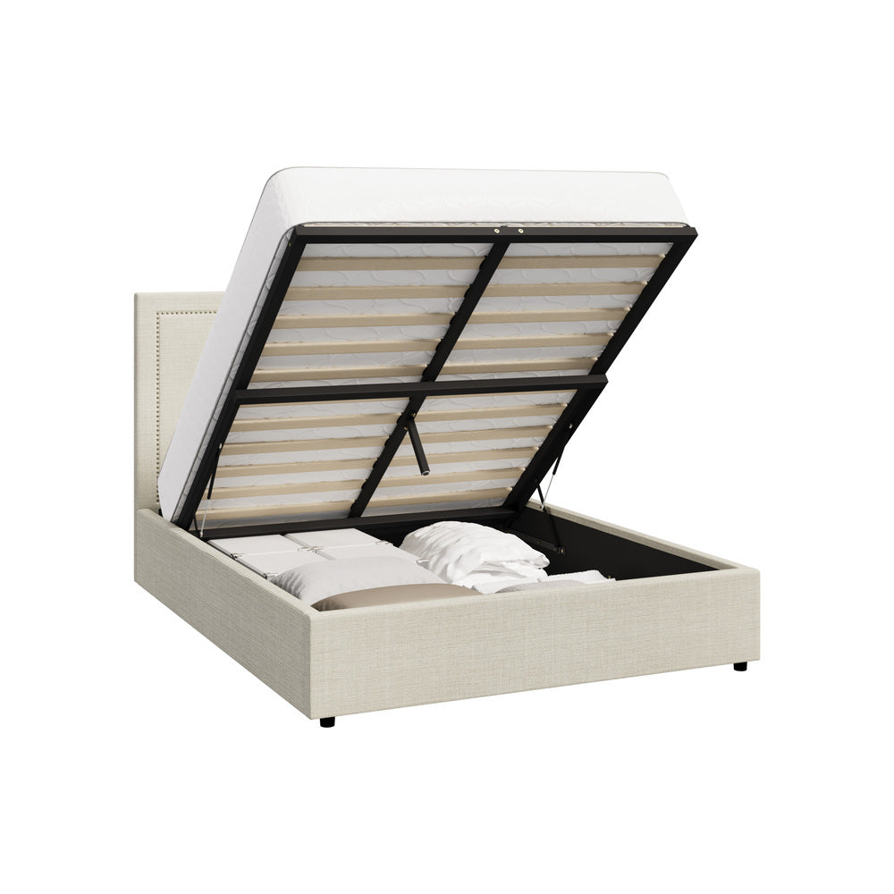 Oikiture Bed Frame Queen Size Gas Lift Base Storage ADI-Bed Frame-PEROZ Accessories