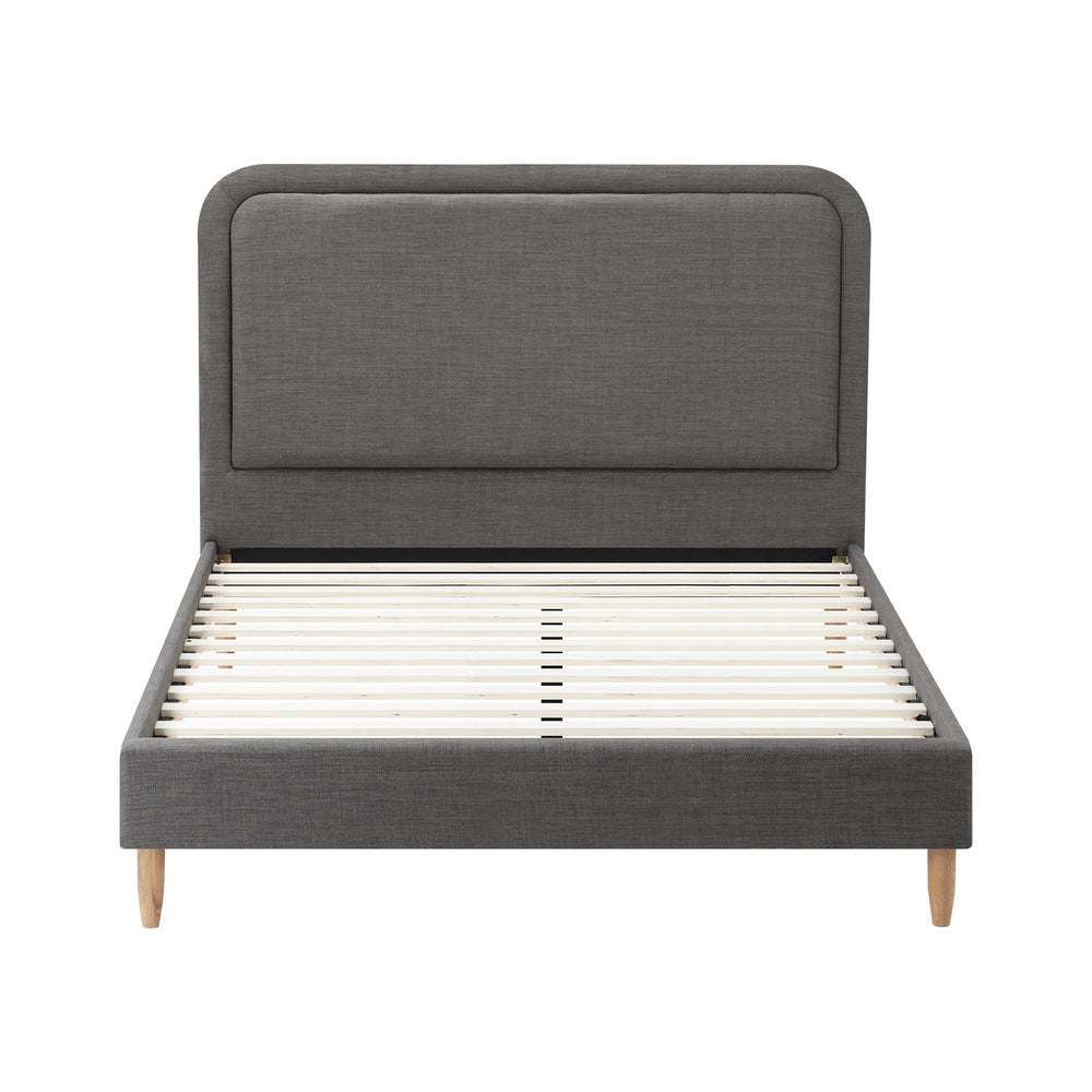Oikiture Bed Frame Double Size Fabric Grey BOB-Bed Frame-PEROZ Accessories