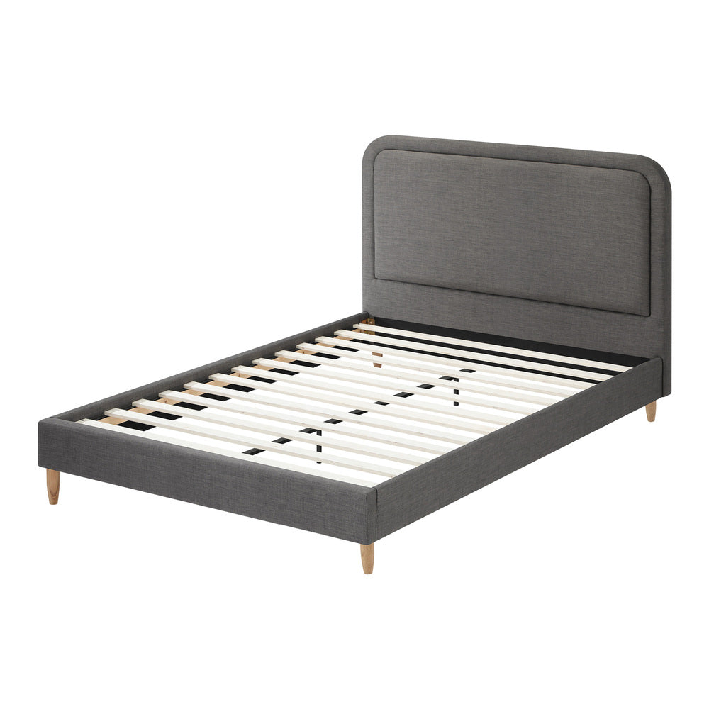 Oikiture Bed Frame Double Size Fabric Grey BOB-Bed Frame-PEROZ Accessories