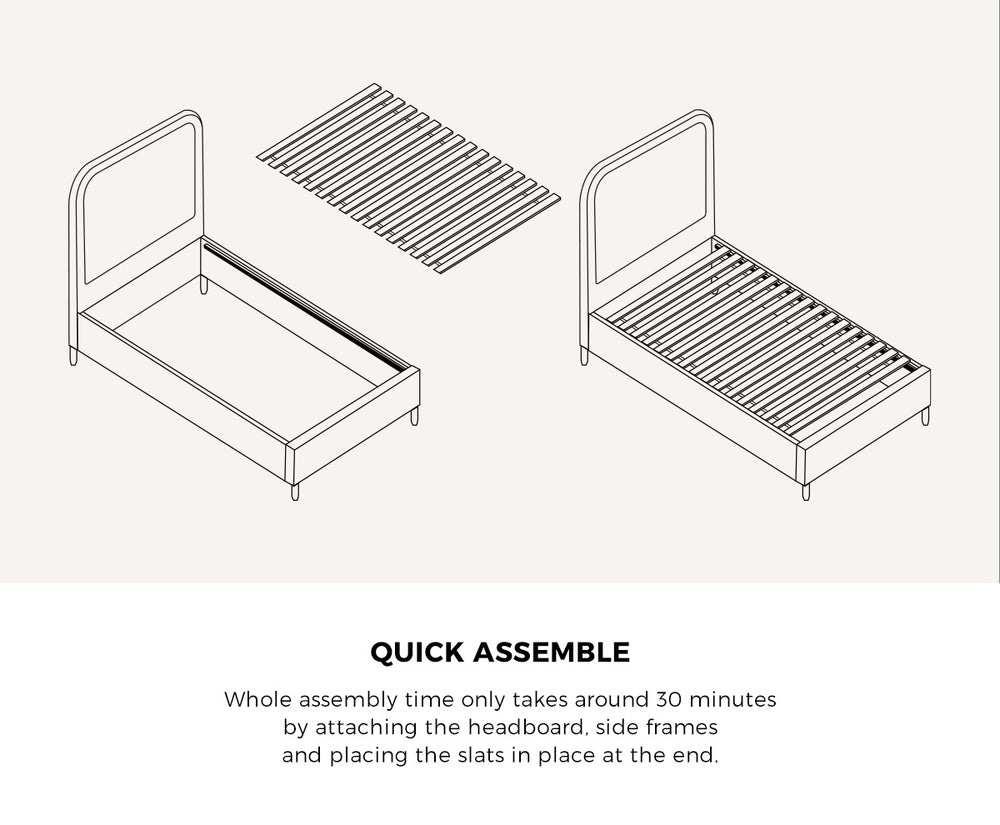 Oikiture Bed Frame Double Size Fabric Grey BOB-Bed Frame-PEROZ Accessories