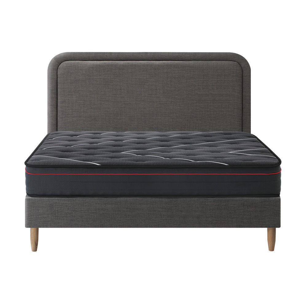 Oikiture Bed Frame Queen Size Beds Platform with Mattress Grey Fabric-Bed Frame-PEROZ Accessories
