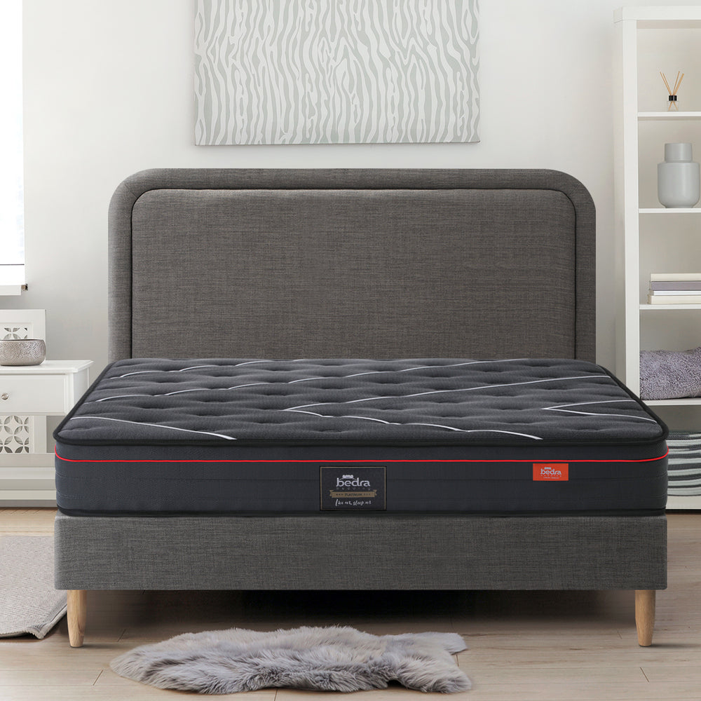Oikiture Bed Frame Queen Size Beds Platform with Mattress Grey Fabric-Bed Frame-PEROZ Accessories
