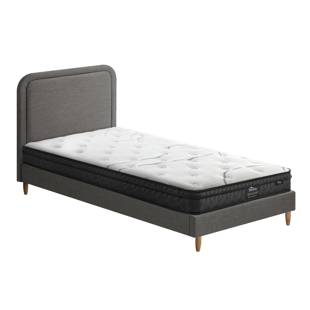Oikiture Bed Frame Single Size Base with Bonnell Spring Mattress Grey-Bed Frame-PEROZ Accessories
