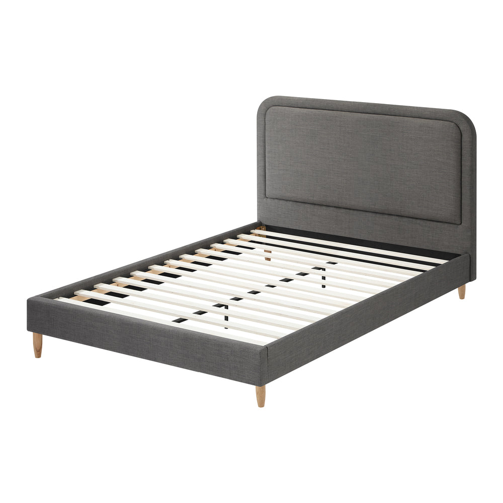 Oikiture Bed Frame Queen Size Fabric Grey BOB-Bed Frame-PEROZ Accessories