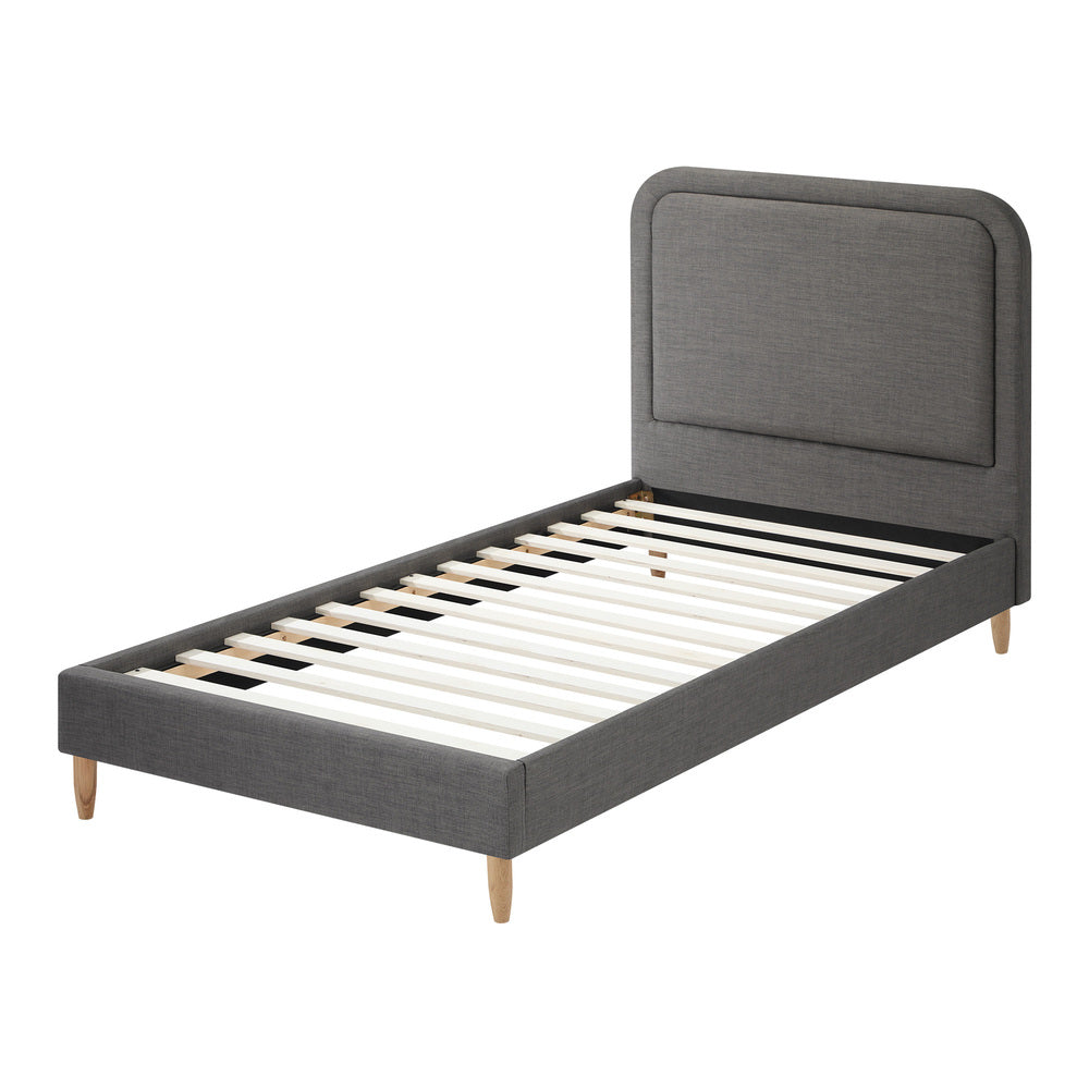 Oikiture Bed Frame Single Size Fabric Grey BOB-Bed Frame-PEROZ Accessories