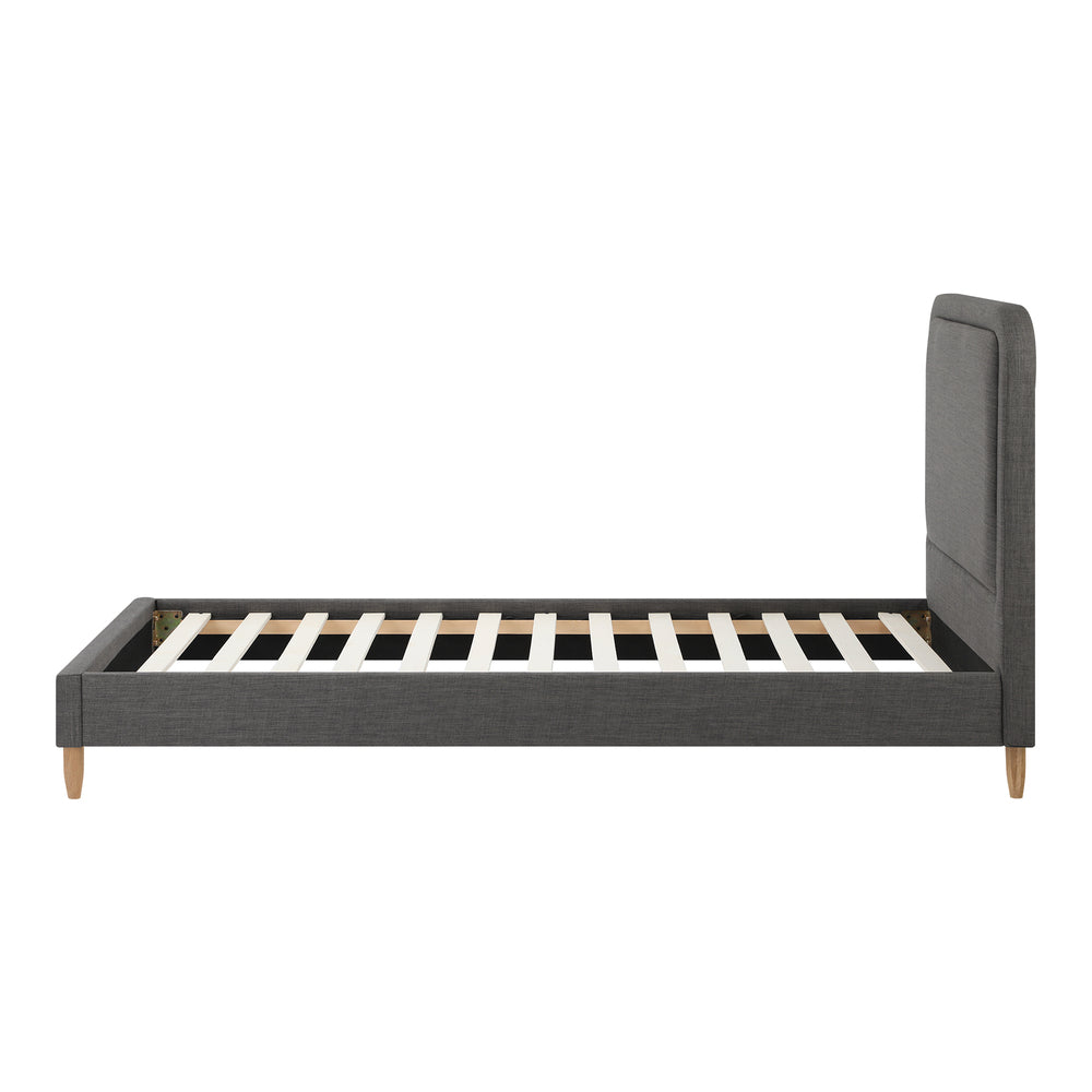 Oikiture Bed Frame Single Size Fabric Grey BOB-Bed Frame-PEROZ Accessories