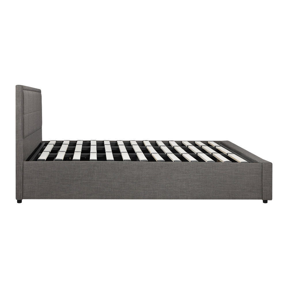 Oikiture Bed Frame King Size Gas Lift Storage Base Fabric Grey-Bed Frames-PEROZ Accessories