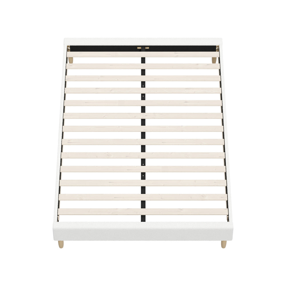 Oikiture Bed Frame Double Size Bed Base White Boucle-Bed Frame-PEROZ Accessories