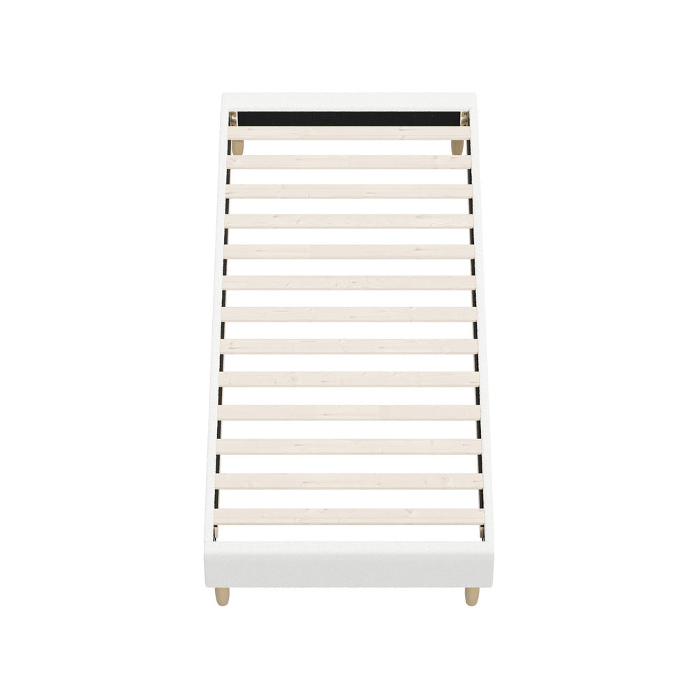 Oikiture Bed Frame Single Size Bed Base White Boucle-Bed Frame-PEROZ Accessories