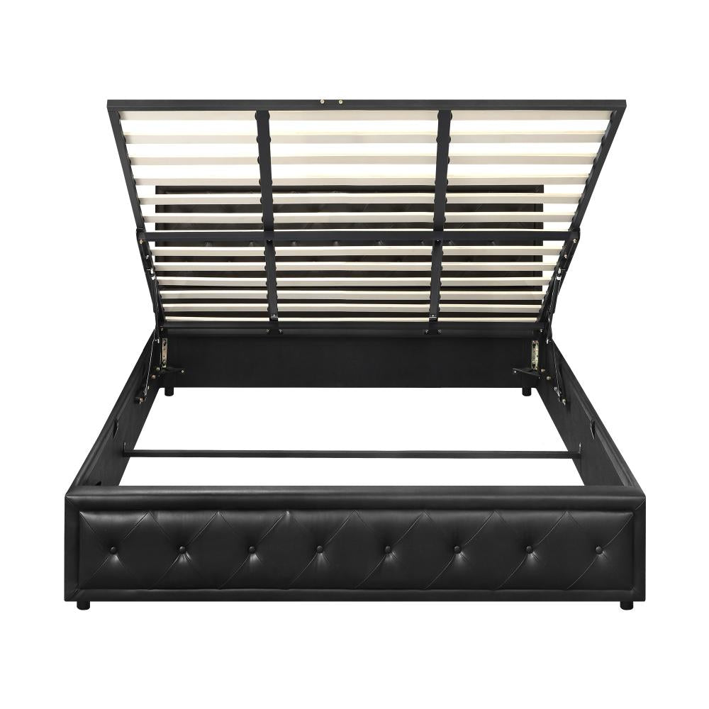 Oikiture King Bed Frame with Storage Space Gas Lift Bed Mattress Base Black-Bed Frames-PEROZ Accessories