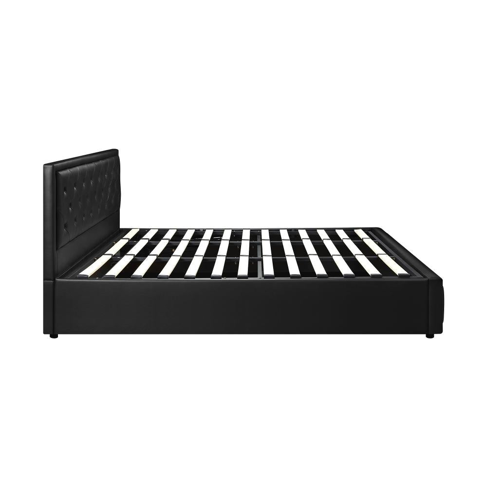 Oikiture King Bed Frame with Storage Space Gas Lift Bed Mattress Base Black-Bed Frames-PEROZ Accessories
