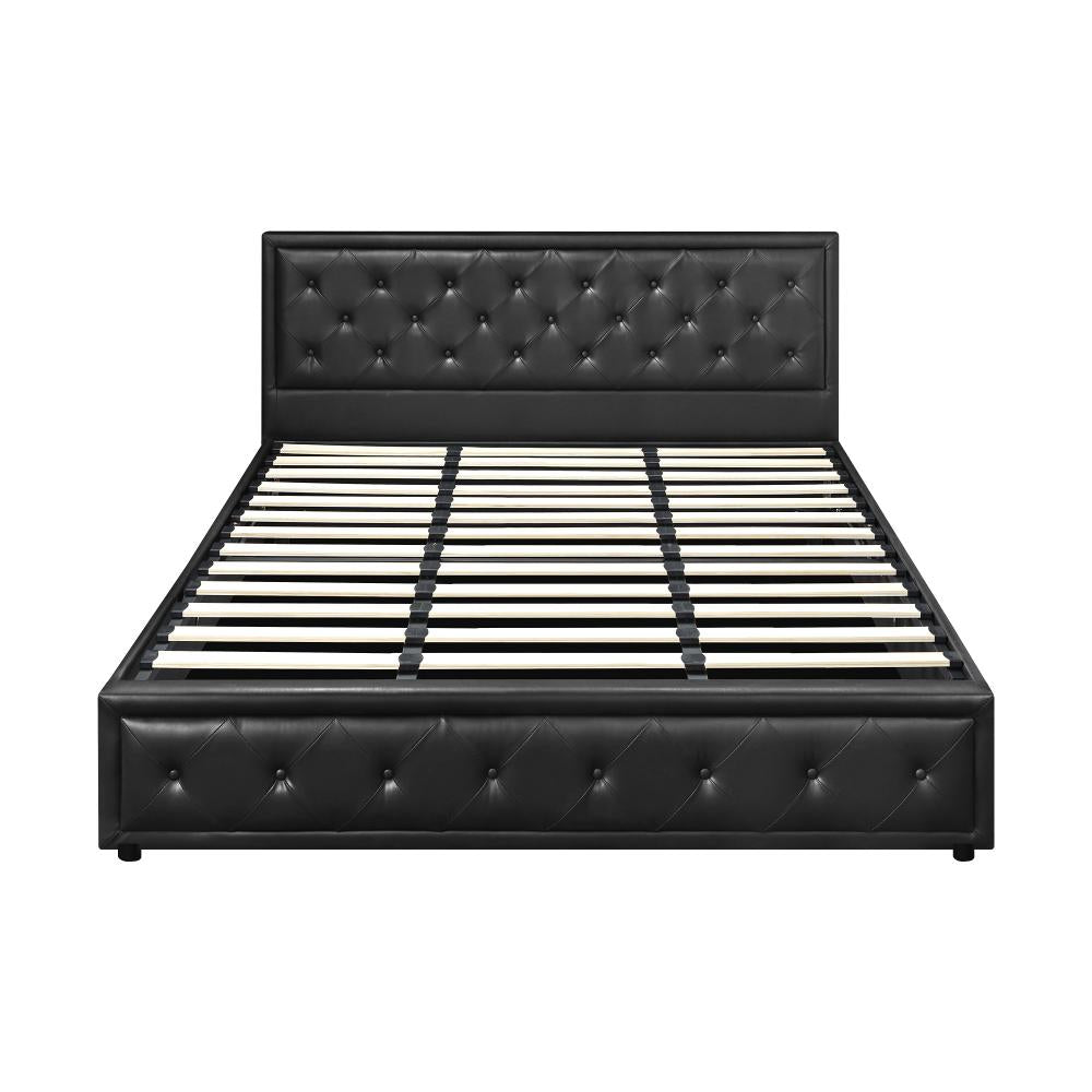 Oikiture King Bed Frame with Storage Space Gas Lift Bed Mattress Base Black-Bed Frames-PEROZ Accessories