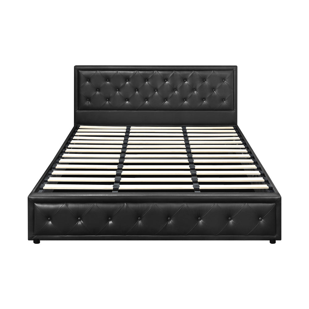 Oikiture King Bed Frame with Storage Space Gas Lift Bed Mattress Base Black-Bed Frames-PEROZ Accessories