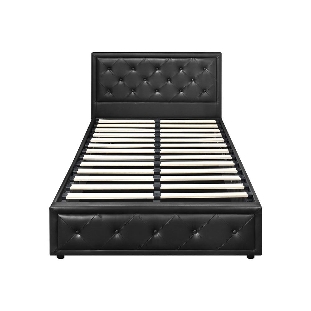 Oikiture King Single Bed Frame with Storage Space Gas Lift Bed Mattress Base Black-Bed Frame-PEROZ Accessories
