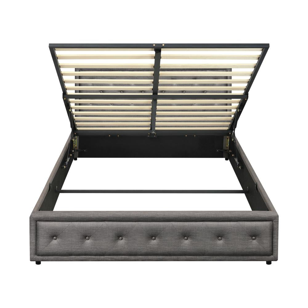 Oikiture Queen Bed Frame with Storage Space Gas Lift Bed Mattress Base Grey-Bed Frames-PEROZ Accessories