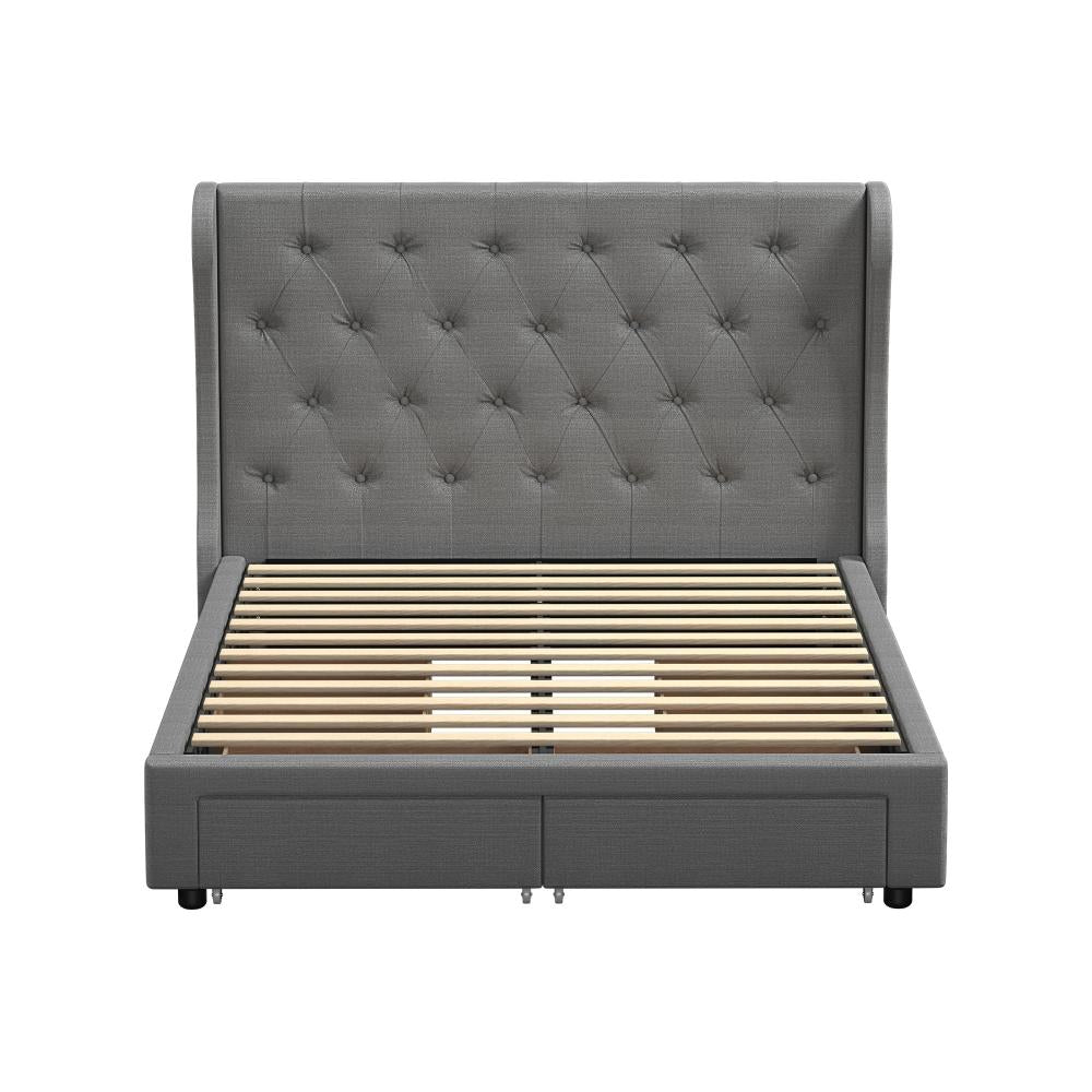 Oikiture Bed Frame Double Size Frames with 4 Storage Drawers Collection-Bed Frames-PEROZ Accessories